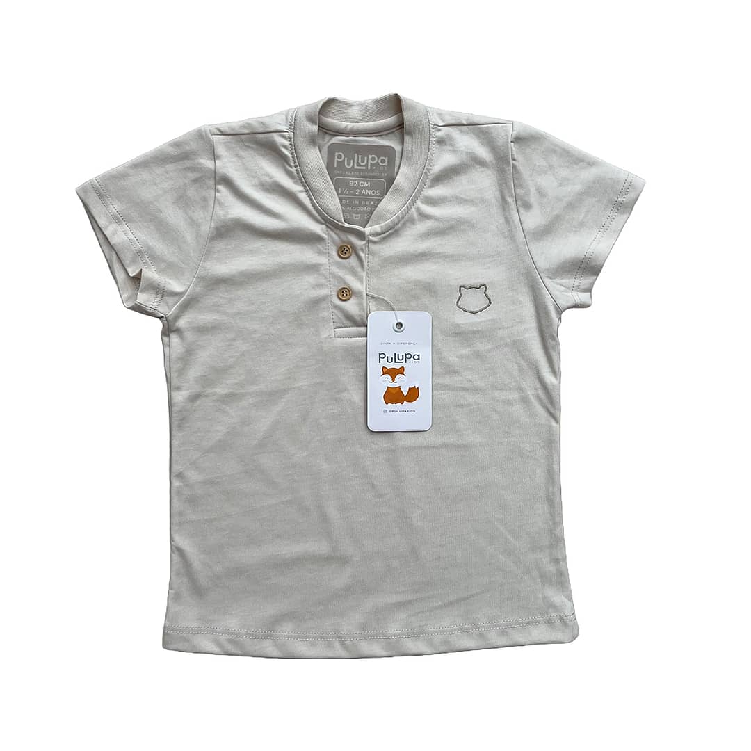 Pulupa Kids Camiseta Infantil Henley Areia