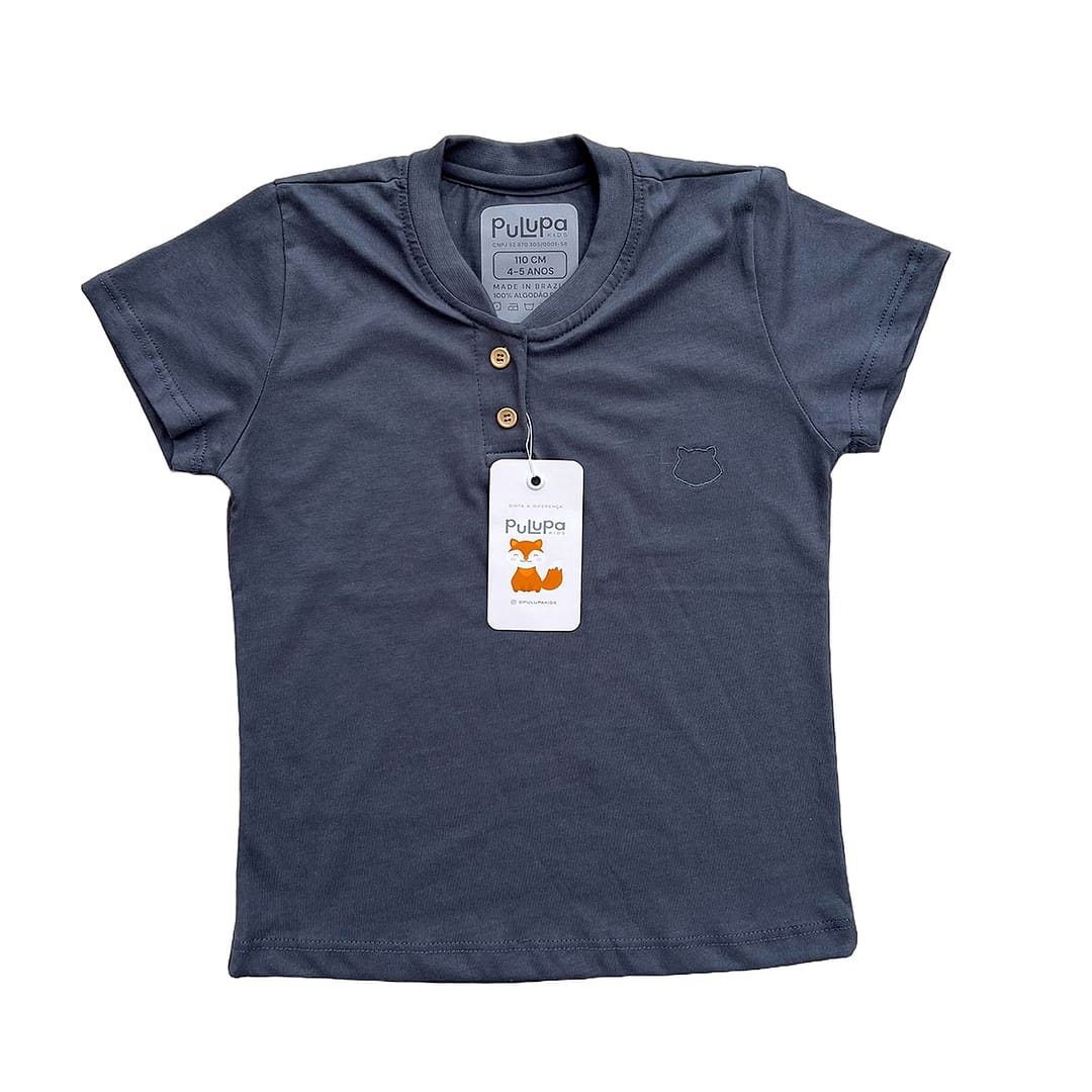 Pulupa Kids Camiseta Infantil Henley Azul